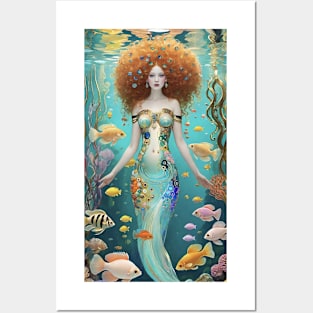 Gustav Klimt's Mystical Siren: Inspired Mermaid Art Posters and Art